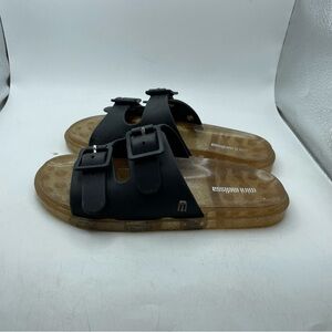 Mini Melissa girls Black Slide Sandals with Buckles size 1